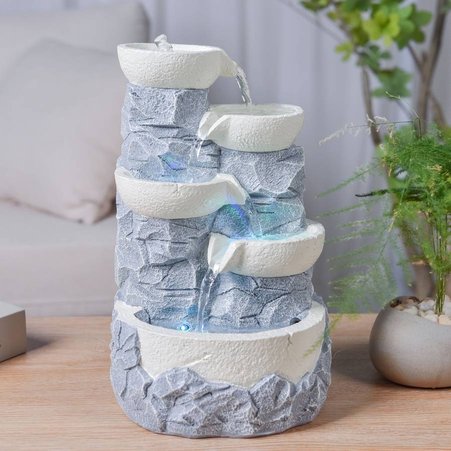 Zen Light - Fontaine d'Intérieur Ganda - Fontaine Cascade - Fontaine Zen - Décoration Ambiance Relaxante Méditation - H 30cm – Zen'Light - Image 4