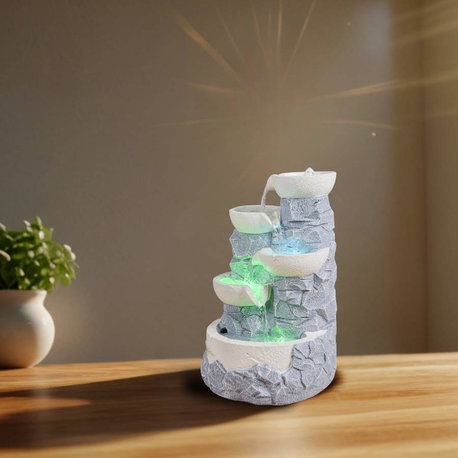 Zen Light - Fontaine d'Intérieur Ganda - Fontaine Cascade - Fontaine Zen - Décoration Ambiance Relaxante Méditation - H 30cm – Zen'Light - Image 2