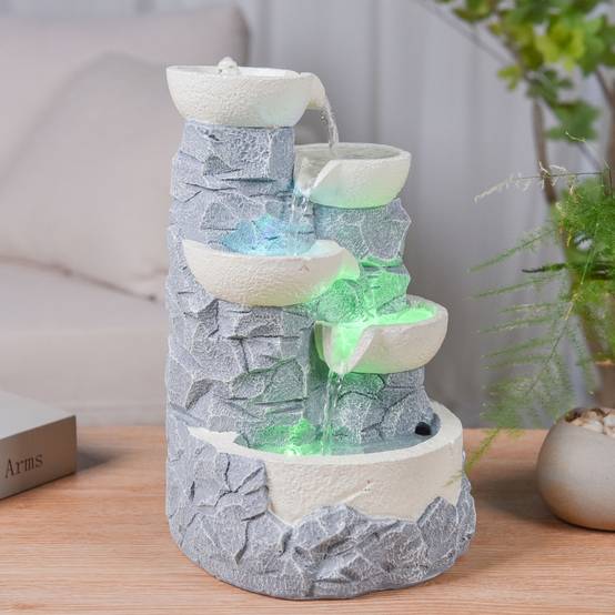 Zen Light - Fontaine d'Intérieur Ganda - Fontaine Cascade - Fontaine Zen - Décoration Ambiance Relaxante Méditation - H 30cm – Zen'Light - Image 7