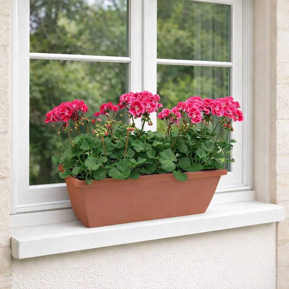 Elho - Lot de 8 Balconnières Elho® 70x16cm en plastique effet terre cuite - Image 5