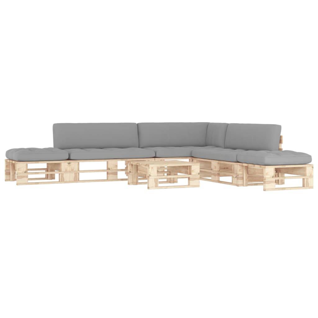 Helloshop26 - Salon de jardin meuble d'extérieur ensemble de mobilier palette 6 pièces avec coussins bois de pin imprégné - Image 1