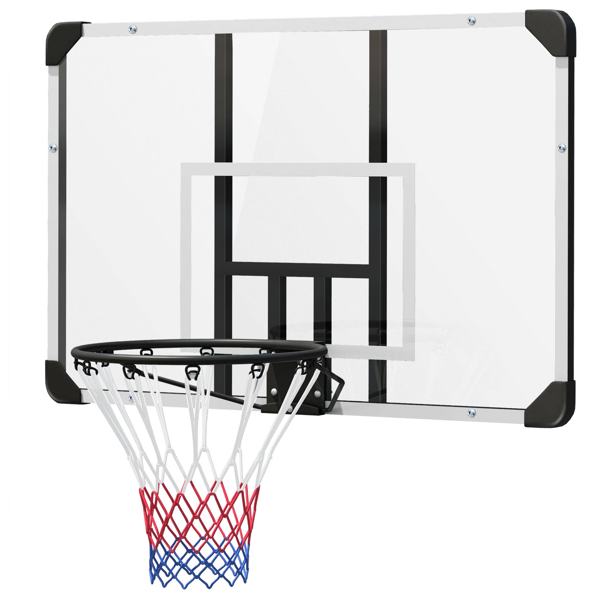 ComfortXL - Panier de basket mural acier 113 x 61 x 71 cm noir transparent intérieur extérieur panneau résistant - Image 2
