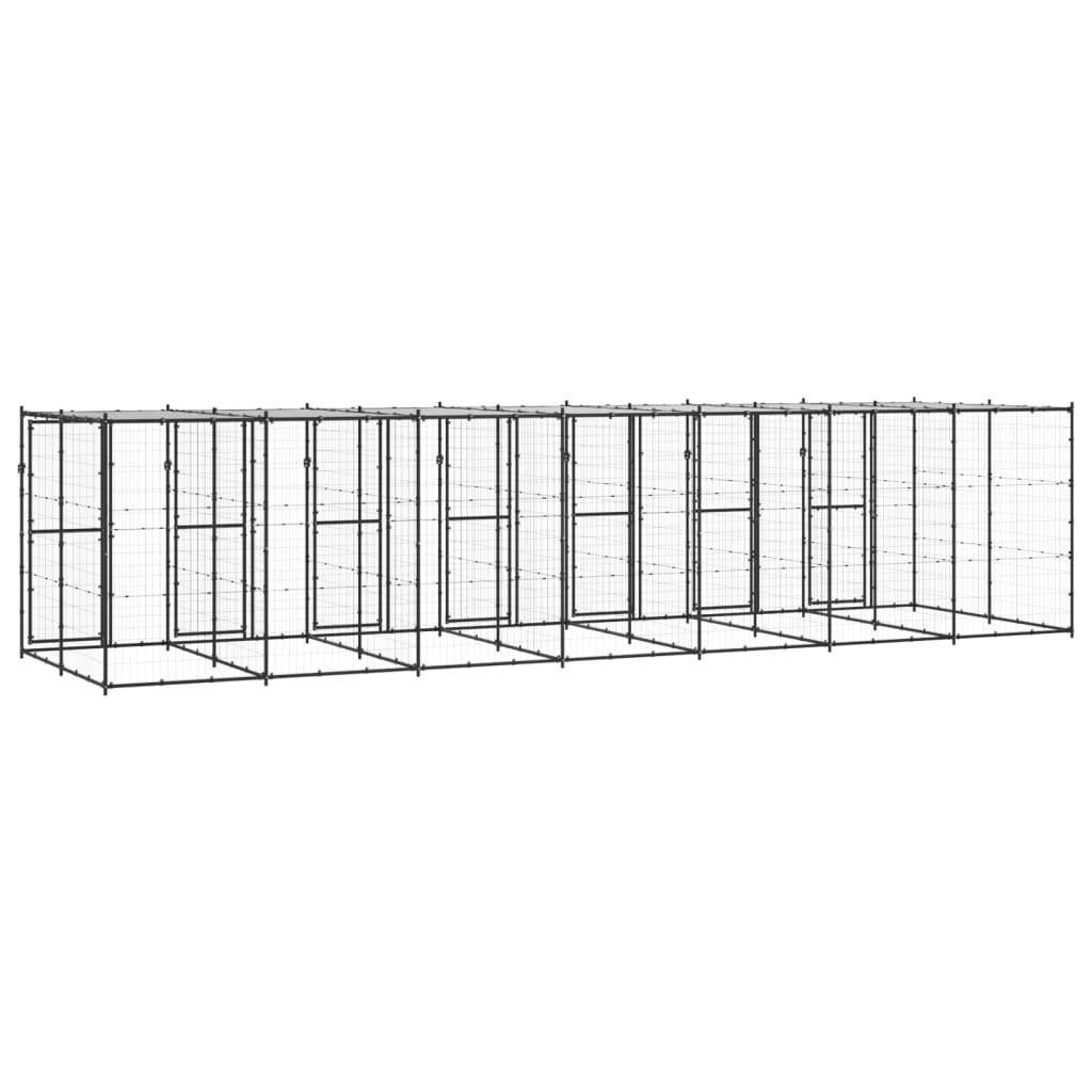 Helloshop26 - Chenil extérieur cage enclos parc animaux chien extérieur acier avec toit 16,94 m² - Image 5