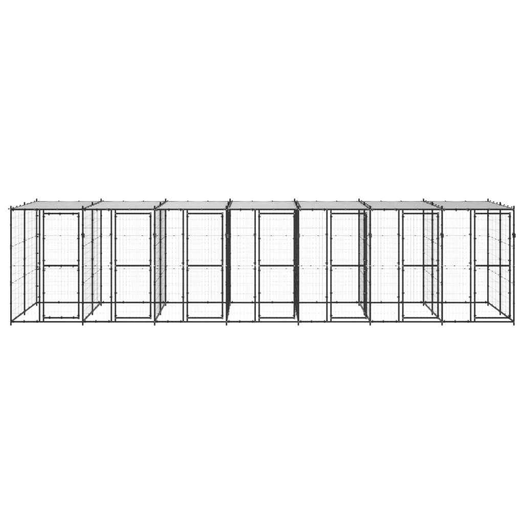 Helloshop26 - Chenil extérieur cage enclos parc animaux chien extérieur acier avec toit 16,94 m² - Image 3