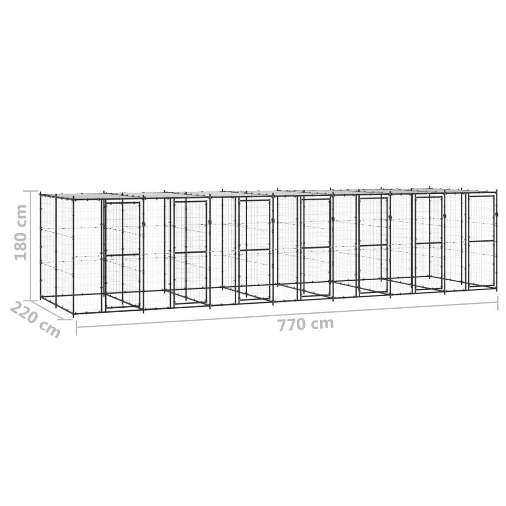 Helloshop26 - Chenil extérieur cage enclos parc animaux chien extérieur acier avec toit 16,94 m² - Image 2