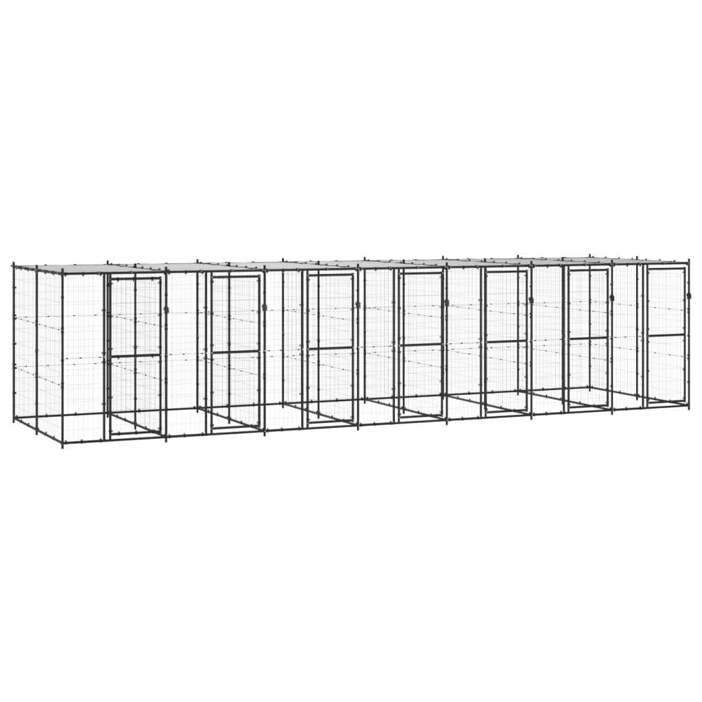 Helloshop26 - Chenil extérieur cage enclos parc animaux chien extérieur acier avec toit 16,94 m² - Image 1