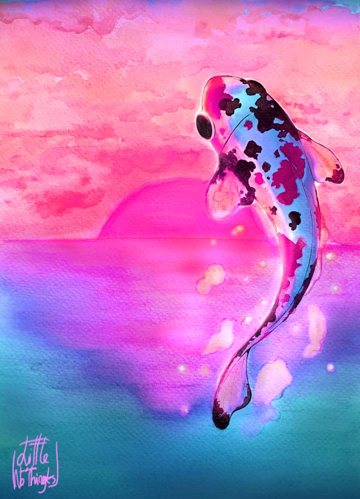 Tableau décoratif 29,7x42cm "carpe koi" - Image 1