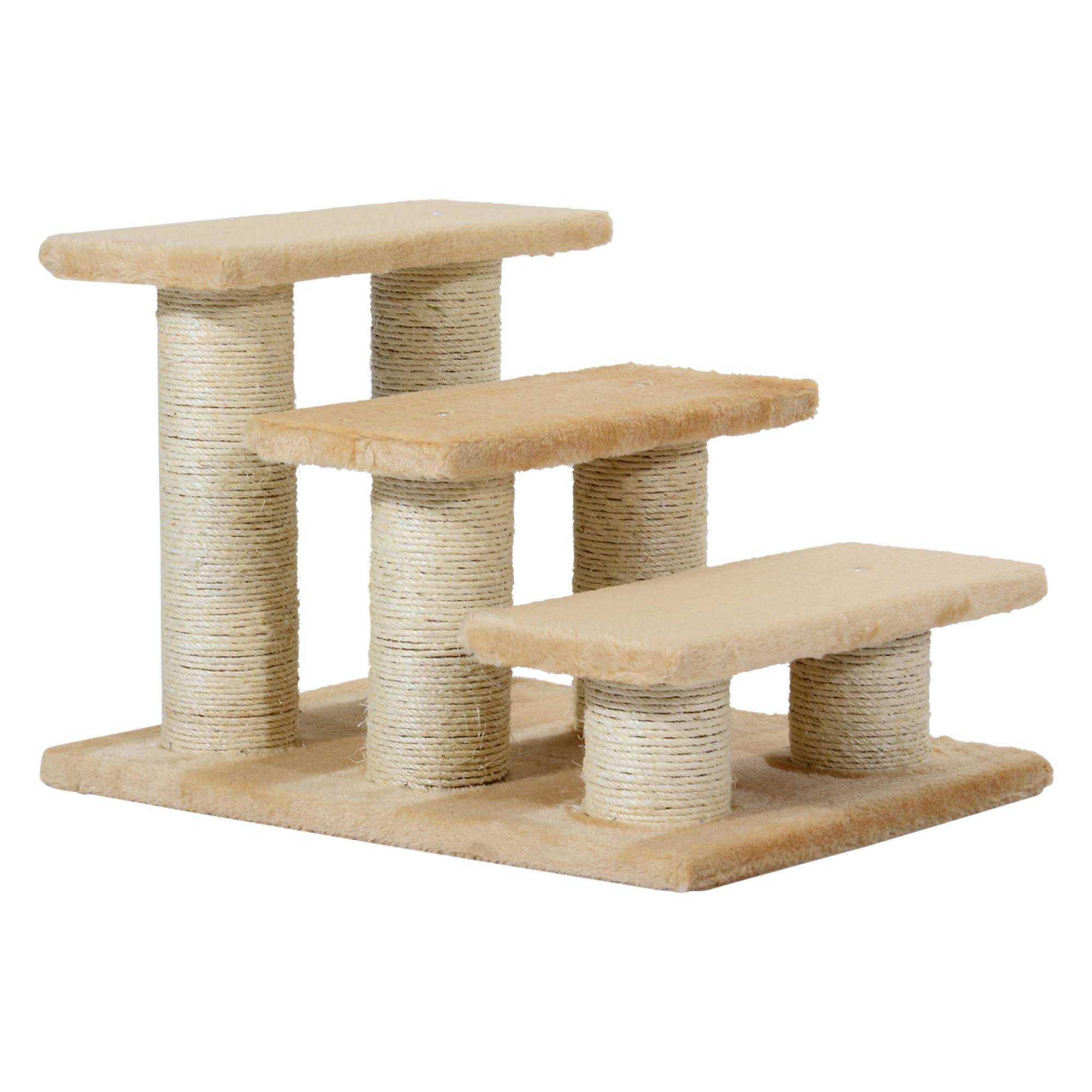 Sans Marque - Escalier 3 marches 34cm, pliable, chat/chien, lit/canapé, crème - Image 1