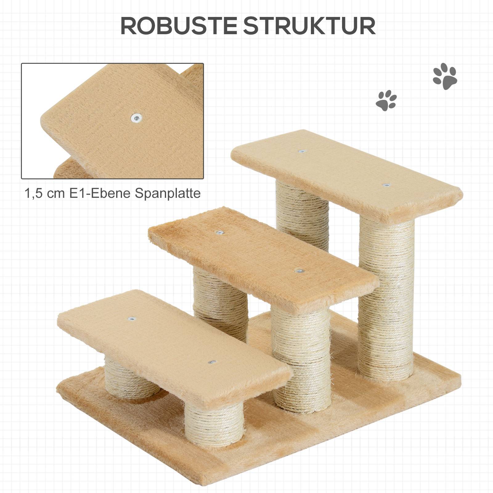 Sans Marque - Escalier 3 marches 34cm, pliable, chat/chien, lit/canapé, crème - Image 7