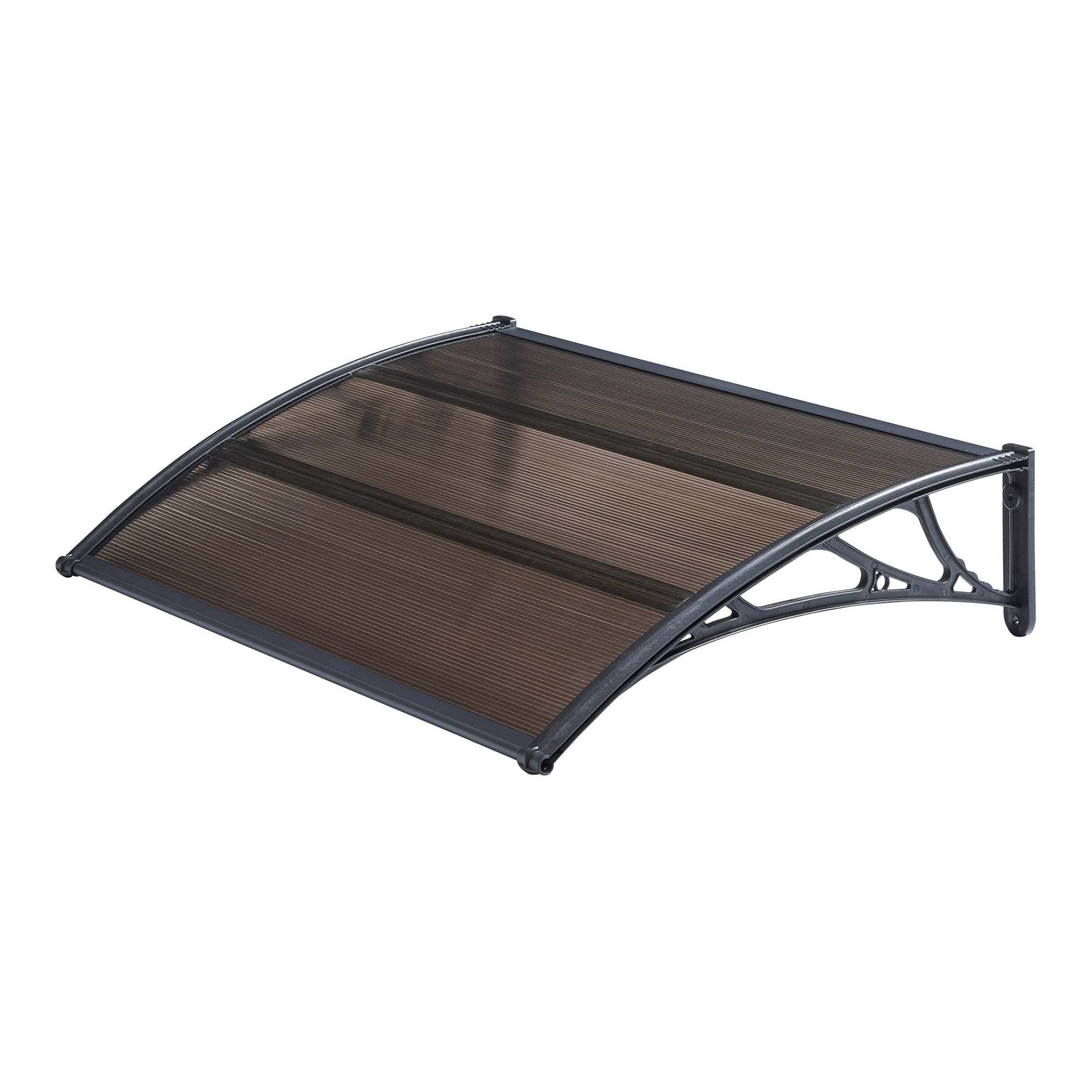 Helloshop26 - Auvent de porte d'entrée design marquise d'accueil résistante aux intempéries 120 x 80 cm noir marron - Image 1
