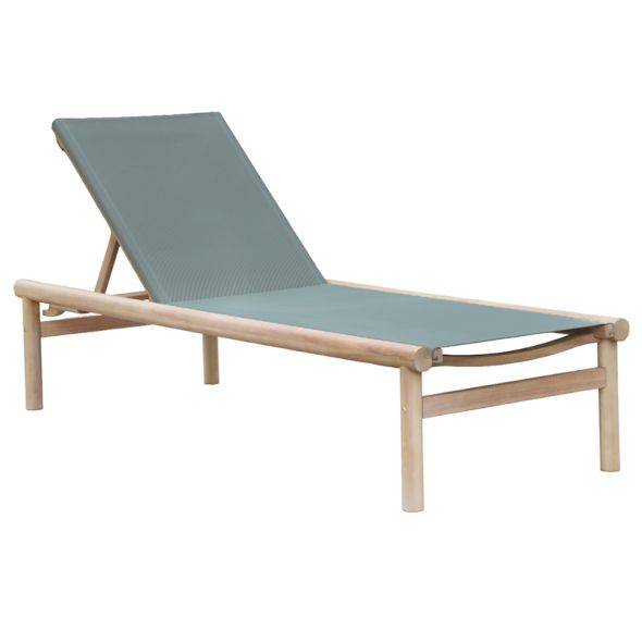 Bain de soleil SAMOA en bois d'acacia et textilene vert Beau Rivage - Image 1