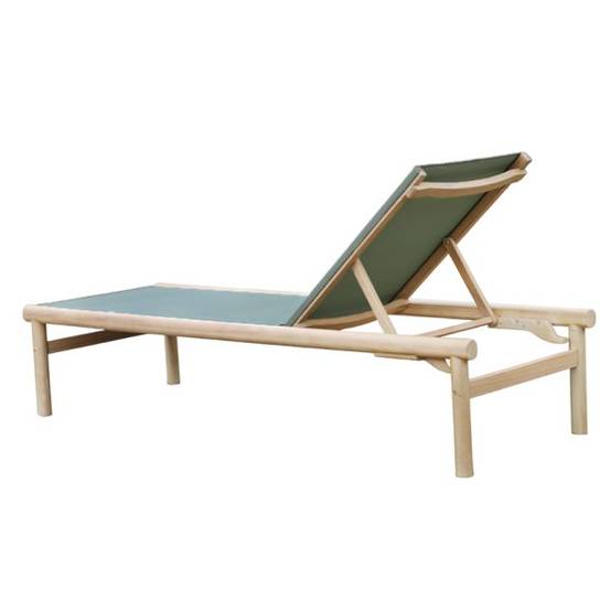 Bain de soleil SAMOA en bois d'acacia et textilene vert Beau Rivage - Image 7