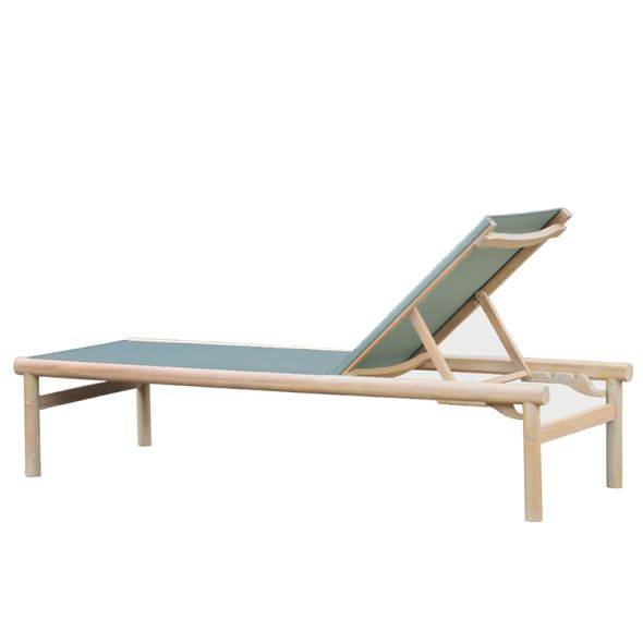 Bain de soleil SAMOA en bois d'acacia et textilene vert Beau Rivage - Image 5