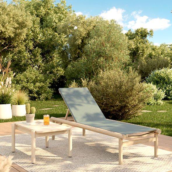 Bain de soleil SAMOA en bois d'acacia et textilene vert Beau Rivage - Image 2