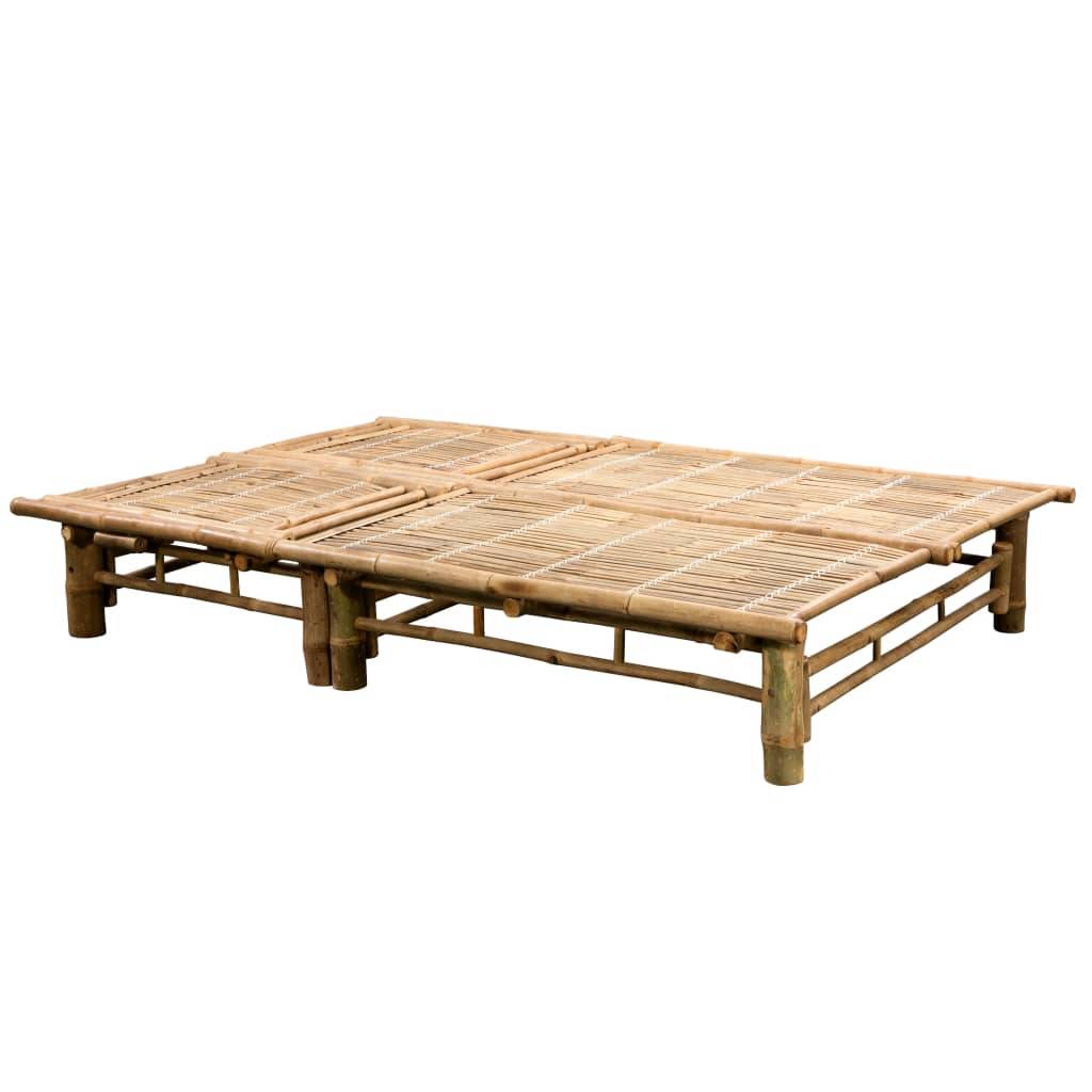 PANGIVO - Chaise longue 2 personnes bambou coussin vert 200 x 130 x (24-87) cm - PANGIVO - Image 5