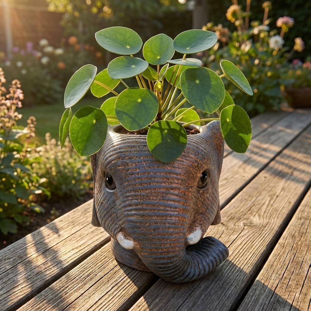 Pot de fleurs enfant motif éléphant - gris - D.11cm - Image 5