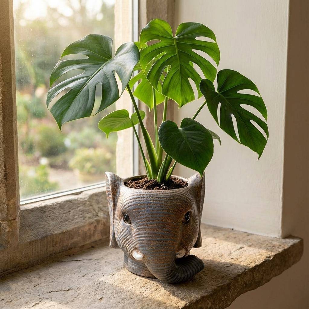 Pot de fleurs enfant motif éléphant - gris - D.11cm - Image 6