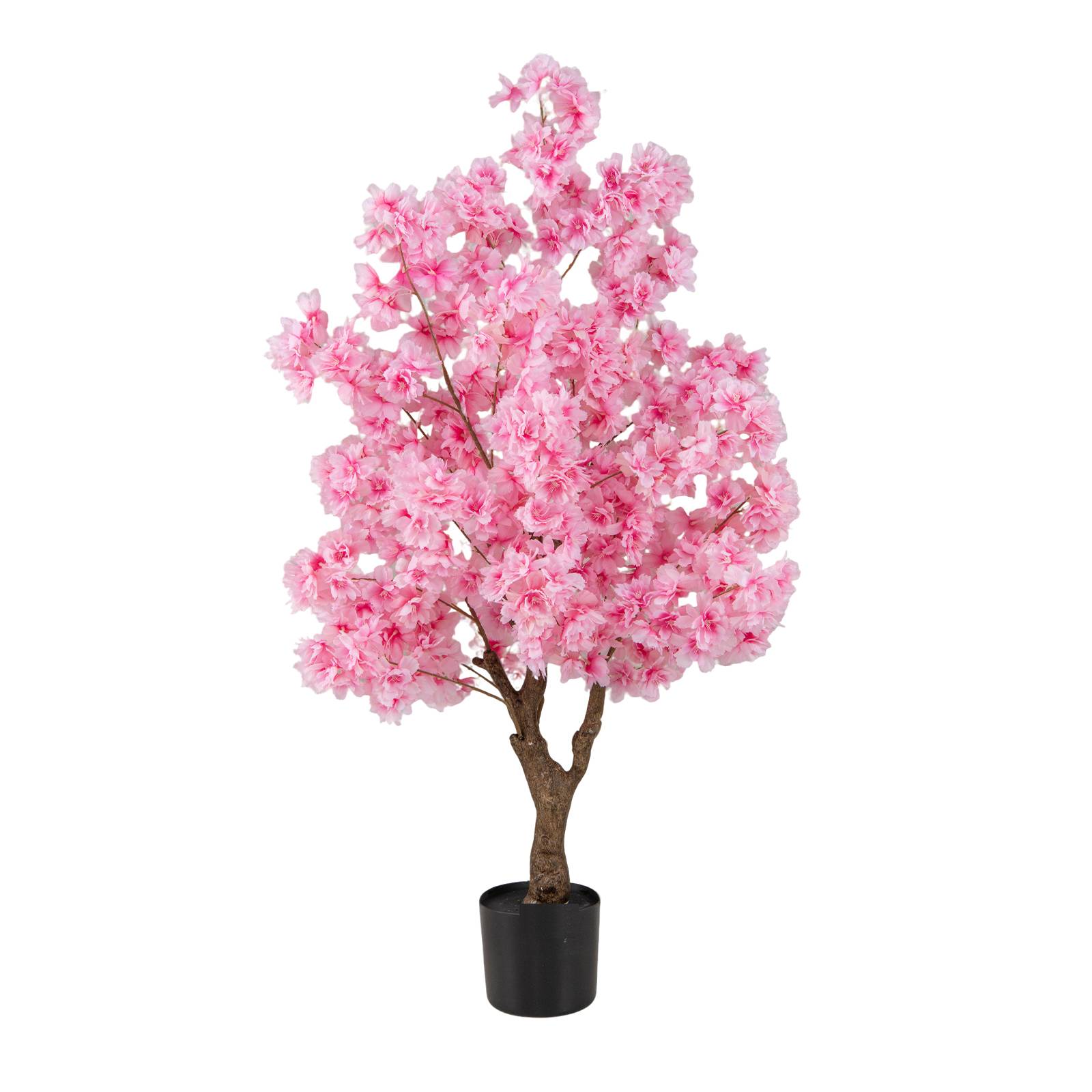 Plante Artificielle en Pot Remplies de Ciment 120CM, Fausse Cerisier avec 900 Fleurs Roses Tronc en Polyéthylène Multi-Branches, pour Salon Balcon - Image 1