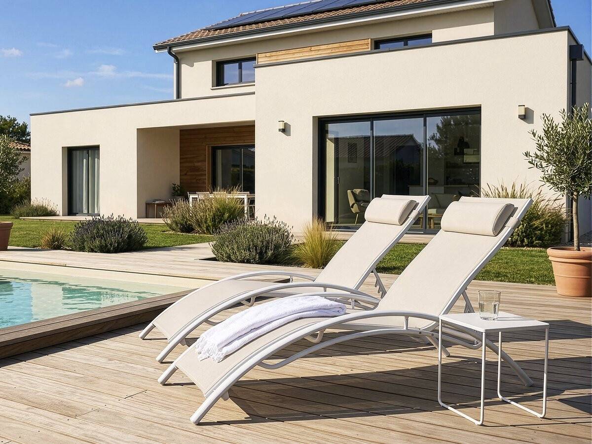 Habitat Et Jardin - Bain De Soleil En Aluminium "beauty" - Phoenix - Ecru - Lot De 2 -habitat Et Jardin - Image 2