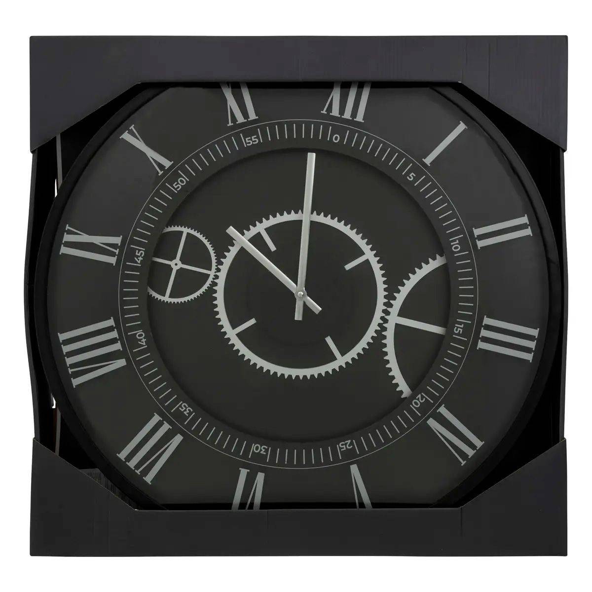 Pendule murale en métal Noir et Argent métallisé D 57 cm - Image 3