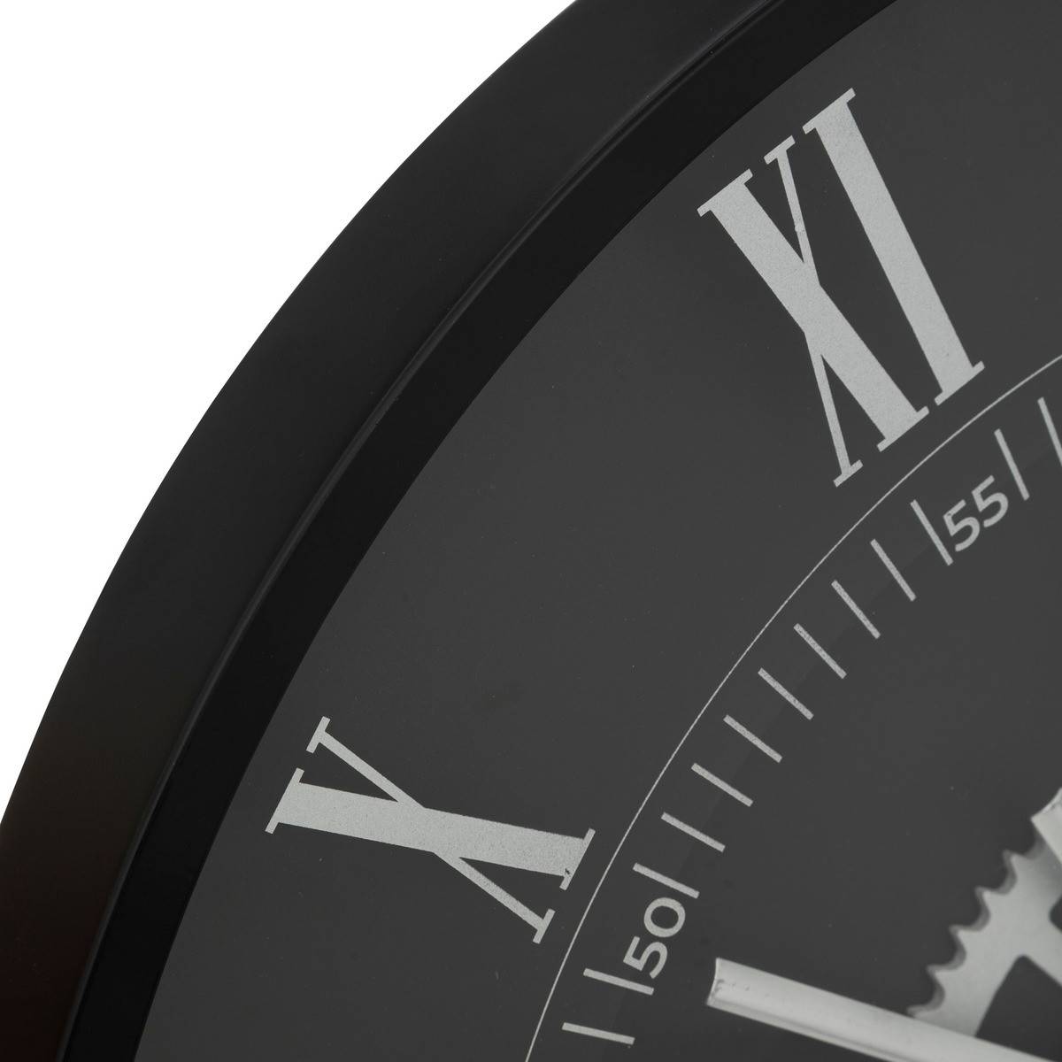 Pendule murale en métal Noir et Argent métallisé D 57 cm - Image 2