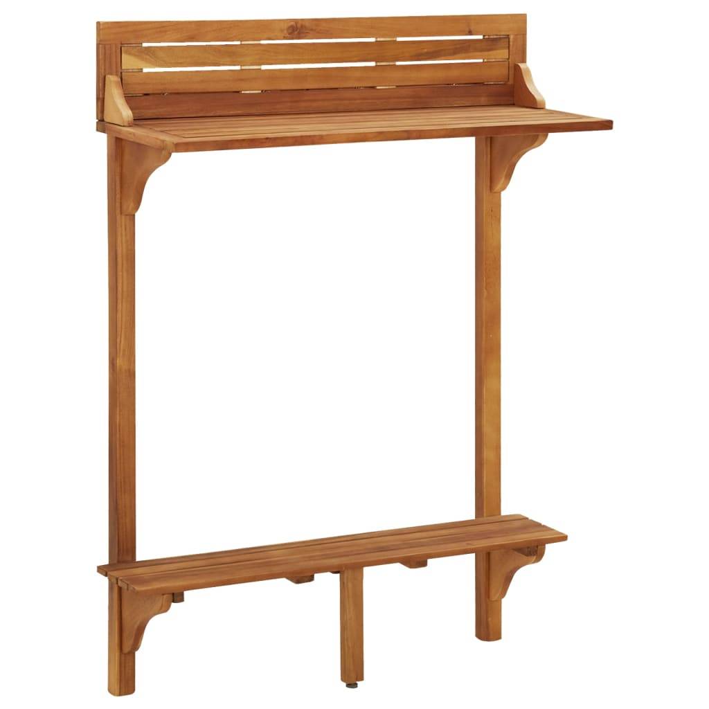 Helloshop26 - Ensemble de bar de balcon 3 pièces bois d'acacia massif - Image 2