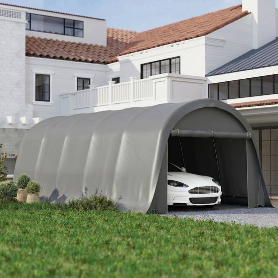 Carport tente de garage 3,6 x 7,2 m abri voiture extérieur tente de stockage avec parois latérales amovibles, gris foncé - Image 3