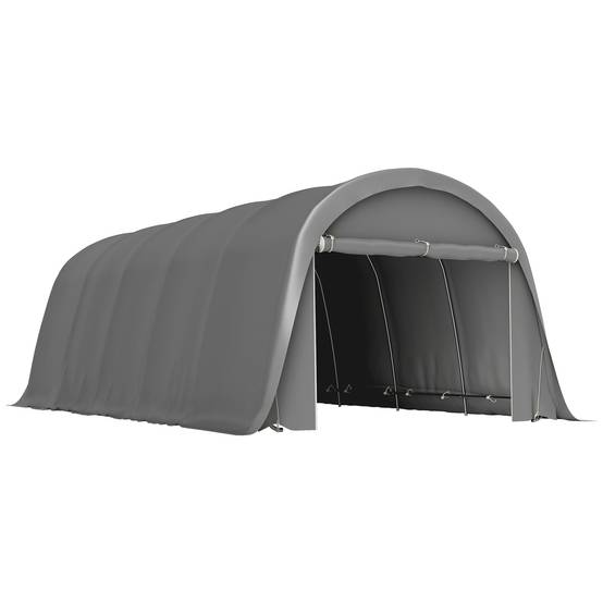 Carport tente de garage 3,6 x 7,2 m abri voiture extérieur tente de stockage avec parois latérales amovibles, gris foncé - Image 1