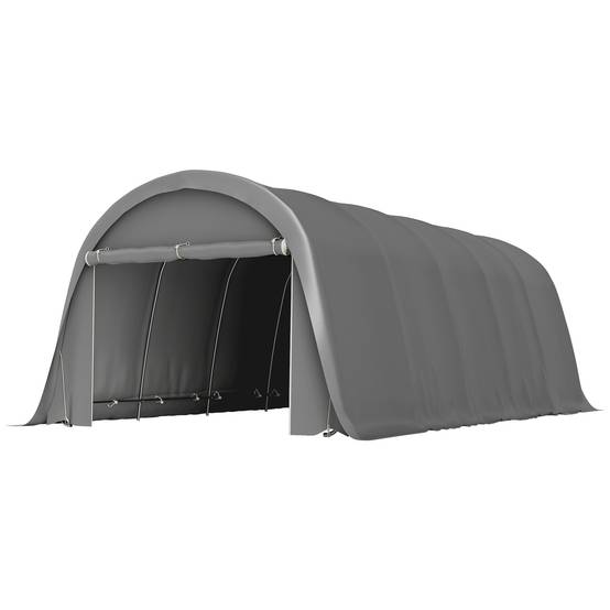 Carport tente de garage 3,6 x 7,2 m abri voiture extérieur tente de stockage avec parois latérales amovibles, gris foncé - Image 2