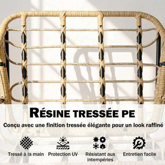 Salon de Jardin Extérieur 3 pièces | Mobilier de jardin Kaki Résine tressée, métal 73x62x79 cm - Image 8