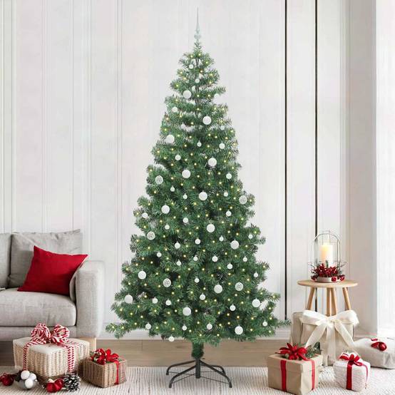 Sapin de Noël | Arbre de Noël avec 300 LED avec support Vert 240 cm PVC Maison Chic - Image 2