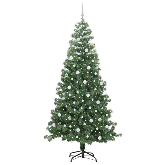 Sapin de Noël | Arbre de Noël avec 300 LED avec support Vert 240 cm PVC Maison Chic - Image 3