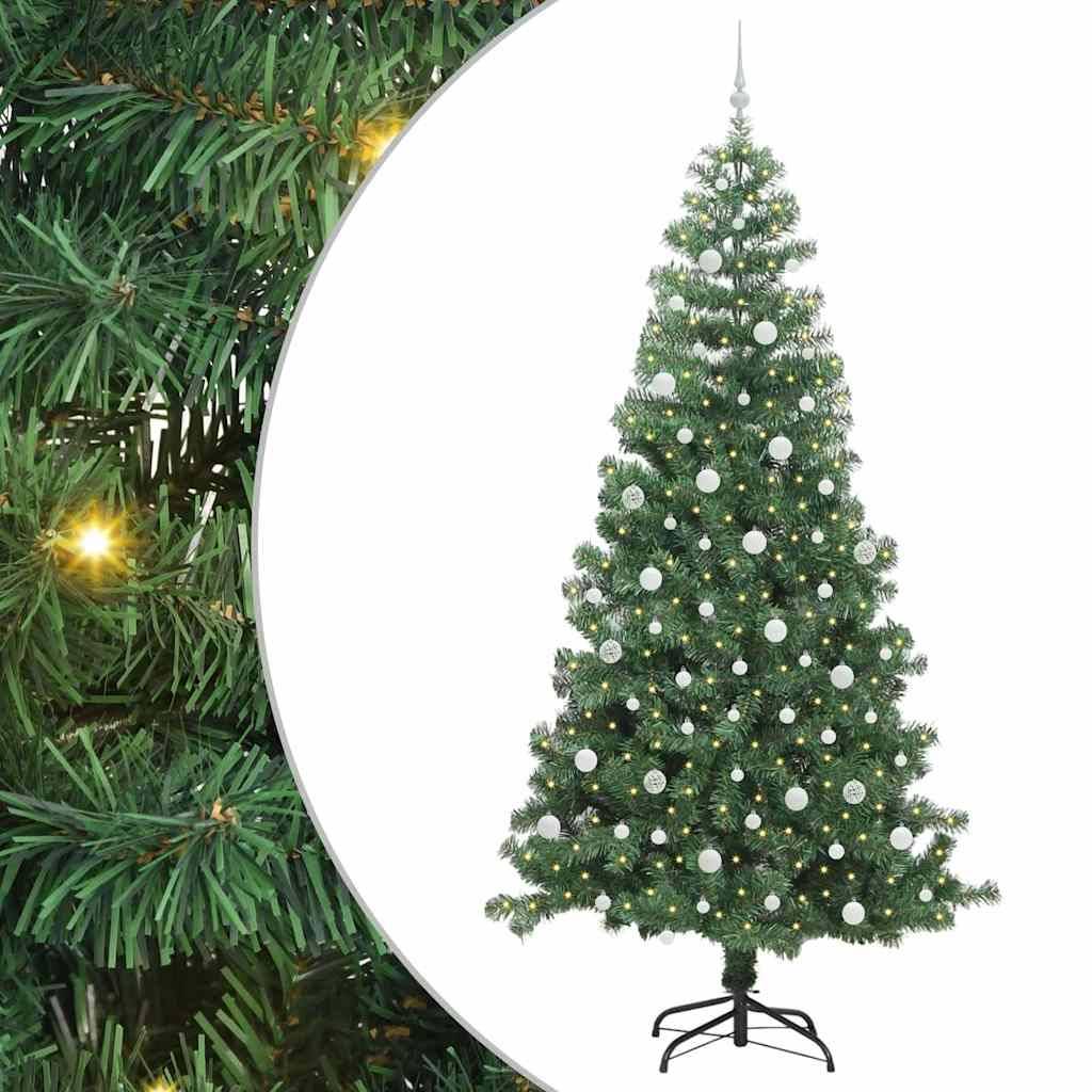 Sapin de Noël | Arbre de Noël avec 300 LED avec support Vert 240 cm PVC Maison Chic - Image 1