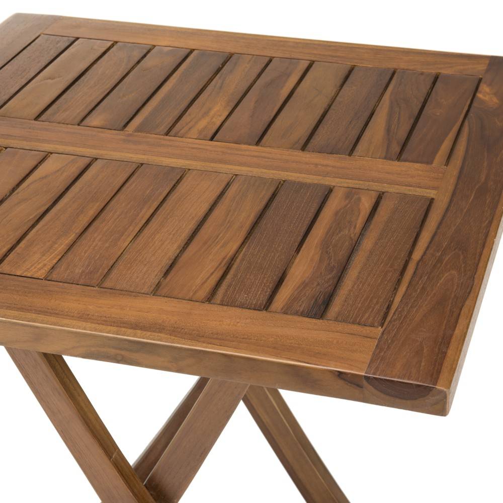 Macabane - MAEVA - Table de jardin 2 pers. carrée pliante 70x70cm bois teck huilé - Image 5