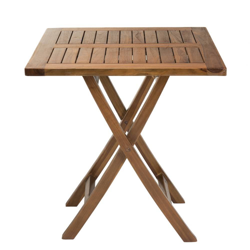 Macabane - MAEVA - Table de jardin 2 pers. carrée pliante 70x70cm bois teck huilé - Image 4