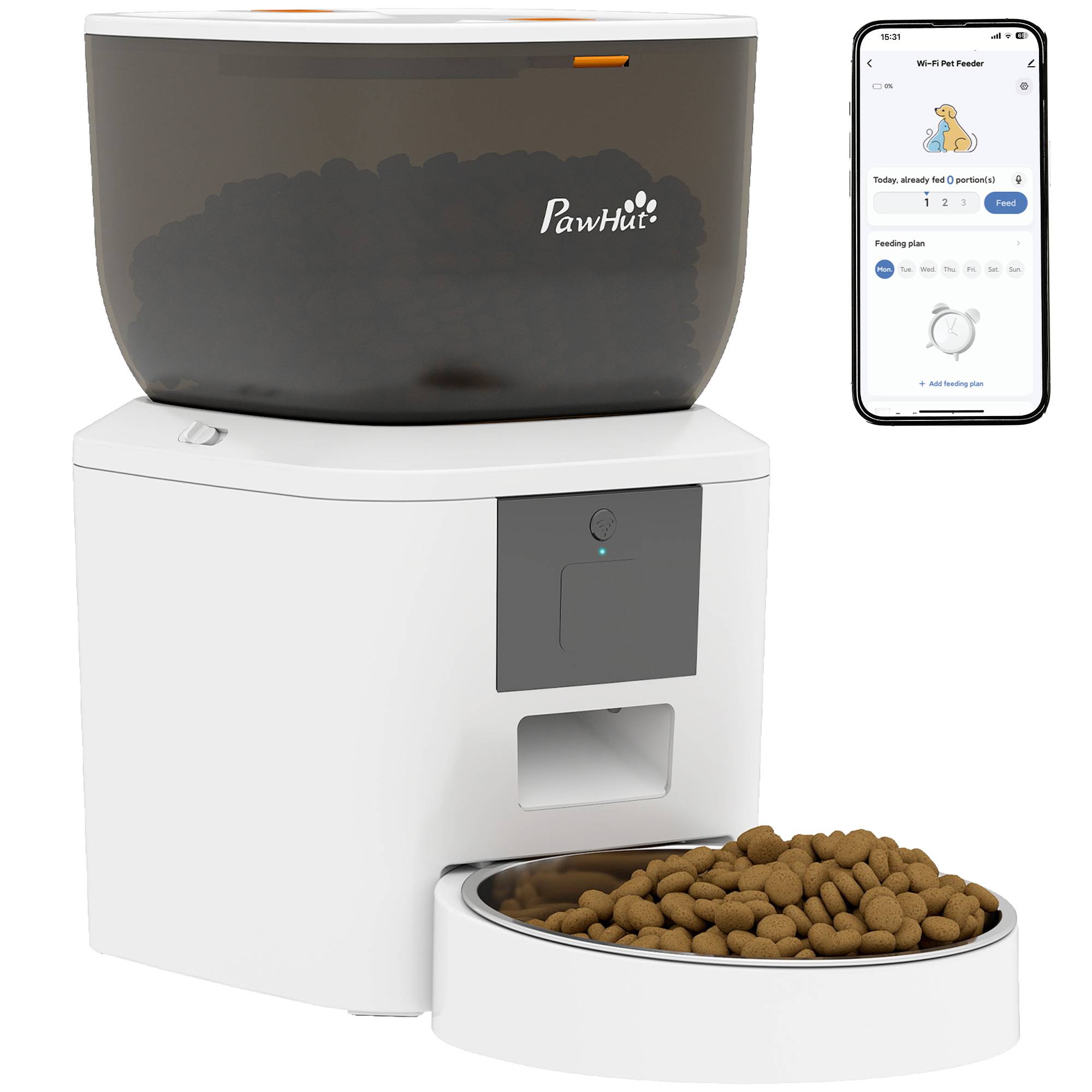 Sans Marque - Automatischer Katzenfutterautomat, 2,4G WLAN, 4L, App-Steuerung, 1–10 Mahlzeiten, 10s Futterruf - Image 1