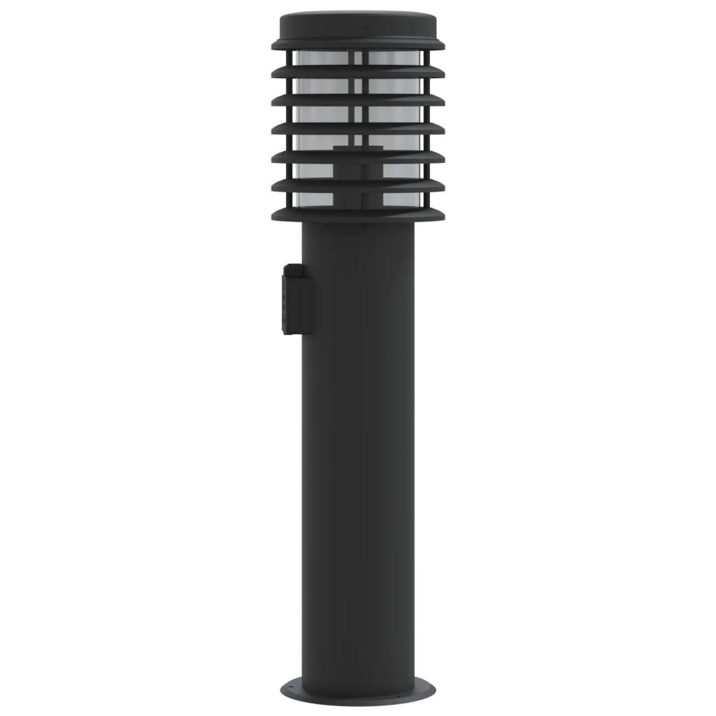 3 pcs Lampadaires de jardin - Lampadaires d'extérieur avec sortie noir acier inoxydable - Image 5