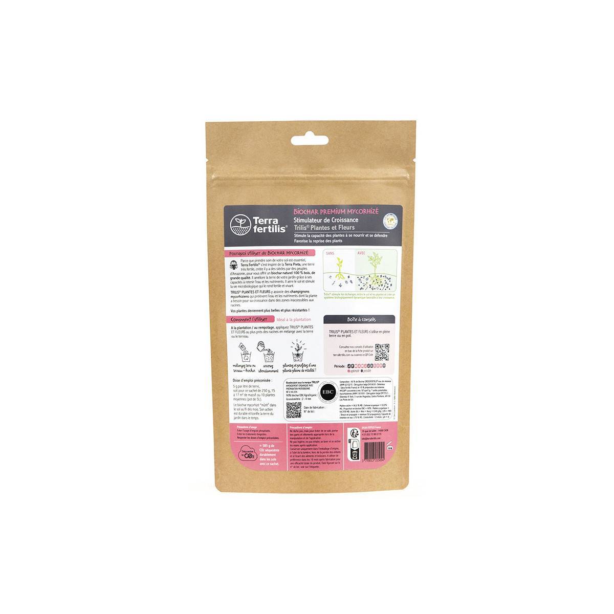 Terra Fertilis - Amendement biochar + mycorhizes pour fleurs et massifs - sachets 250 g à 1 kg - 1 kg - Image 2
