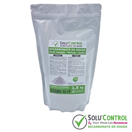SOLU'CONTROL - 1,5 Kg de Bicarbonate de Soude Multi Usages, Maison et Jardin, 100% Naturel, Sachet Zip refermable - Image 2