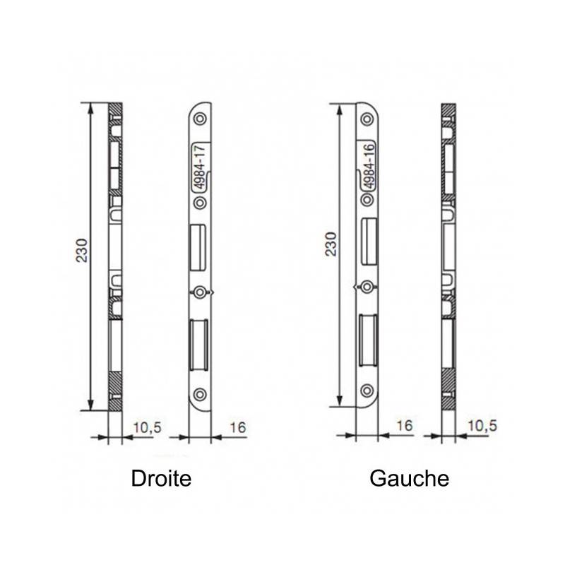 Jeu de gâche 16mm pour serrure 10500 gauche - VACHETTE - 16705000 - Image 3