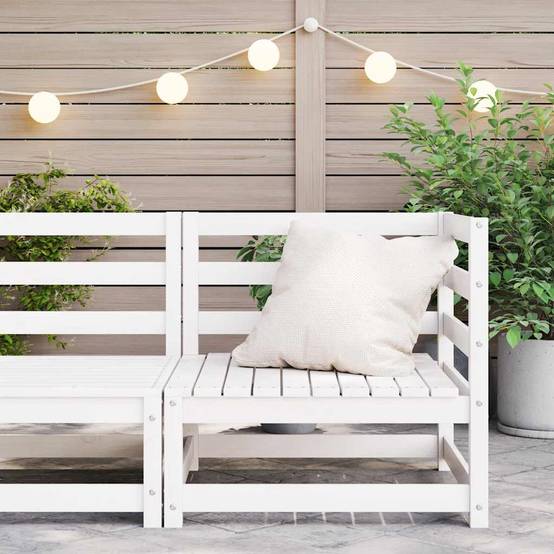 Canapé d'angle de jardin | Canapé D'extérieur | Sofa De Jardin blanc bois de pin massif Maison Chic - Image 2