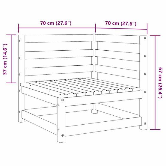 Canapé d'angle de jardin | Canapé D'extérieur | Sofa De Jardin blanc bois de pin massif Maison Chic - Image 8