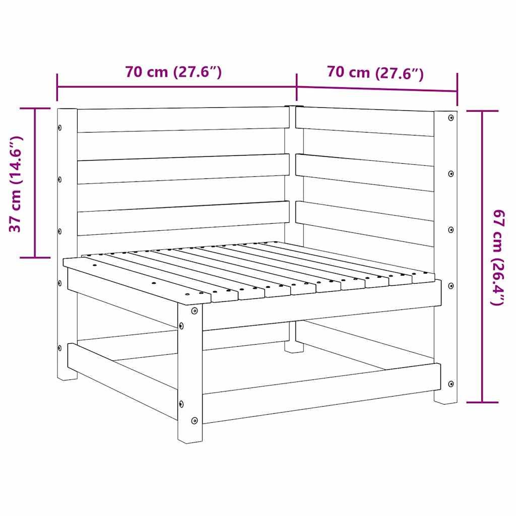 Canapé d'angle de jardin | Canapé D'extérieur | Sofa De Jardin blanc bois de pin massif Maison Chic - Image 8