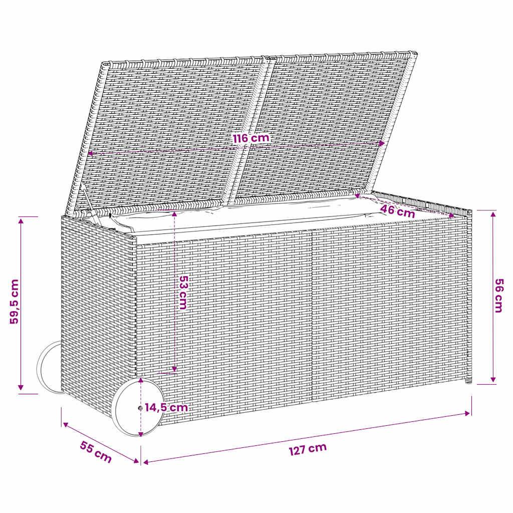 PANGIVO - Coffre de rangement de jardin résine tressée marron 127 x 55 x 59.5 cm - PANGIVO - Image 10