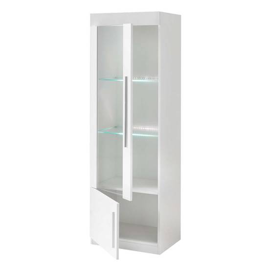 Ensemble Salon Complet Laqué Blanc Meuble TV et Vitrines avec Leds + Table Basse - CLARK - Image 9