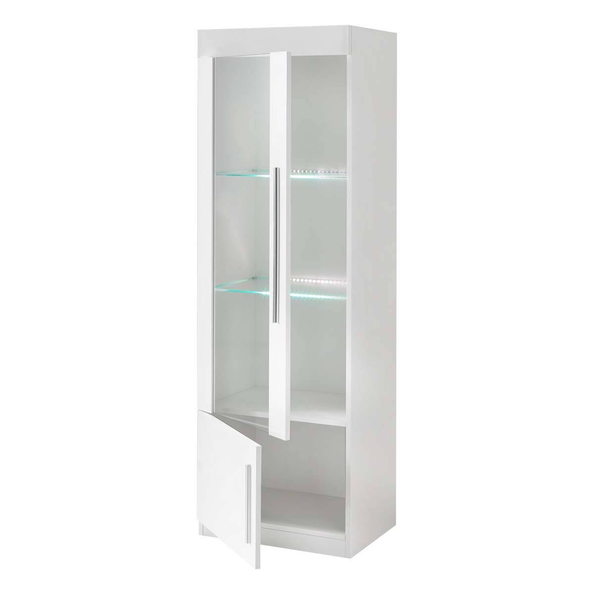 Ensemble Salon Complet Laqué Blanc Meuble TV et Vitrines avec Leds + Table Basse - CLARK - Image 9