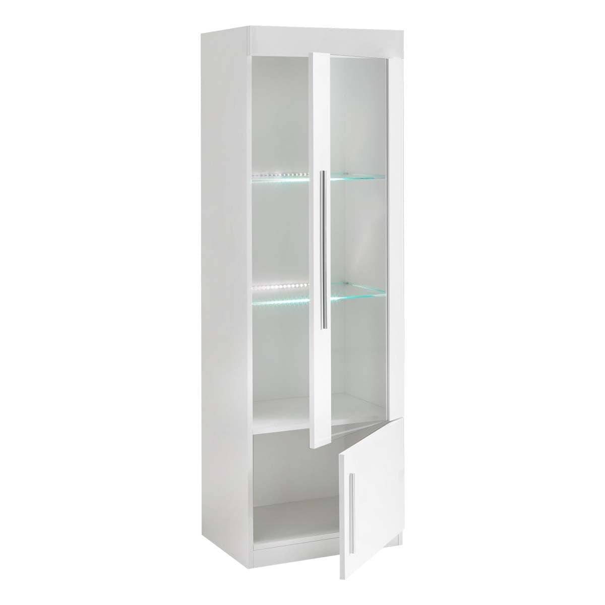 Ensemble Salon Complet Laqué Blanc Meuble TV et Vitrines avec Leds + Table Basse - CLARK - Image 7