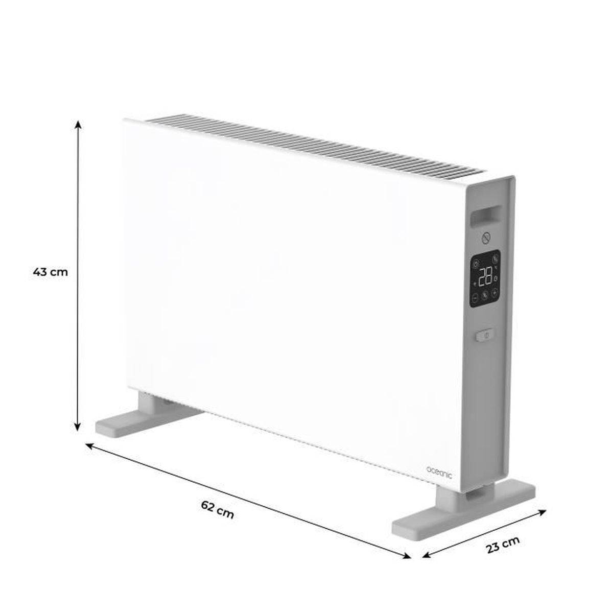Radiateur convecteur électrique mobile 2000 W, blanc mat, thermostat 10-35 °C - OCEANIC - Image 6