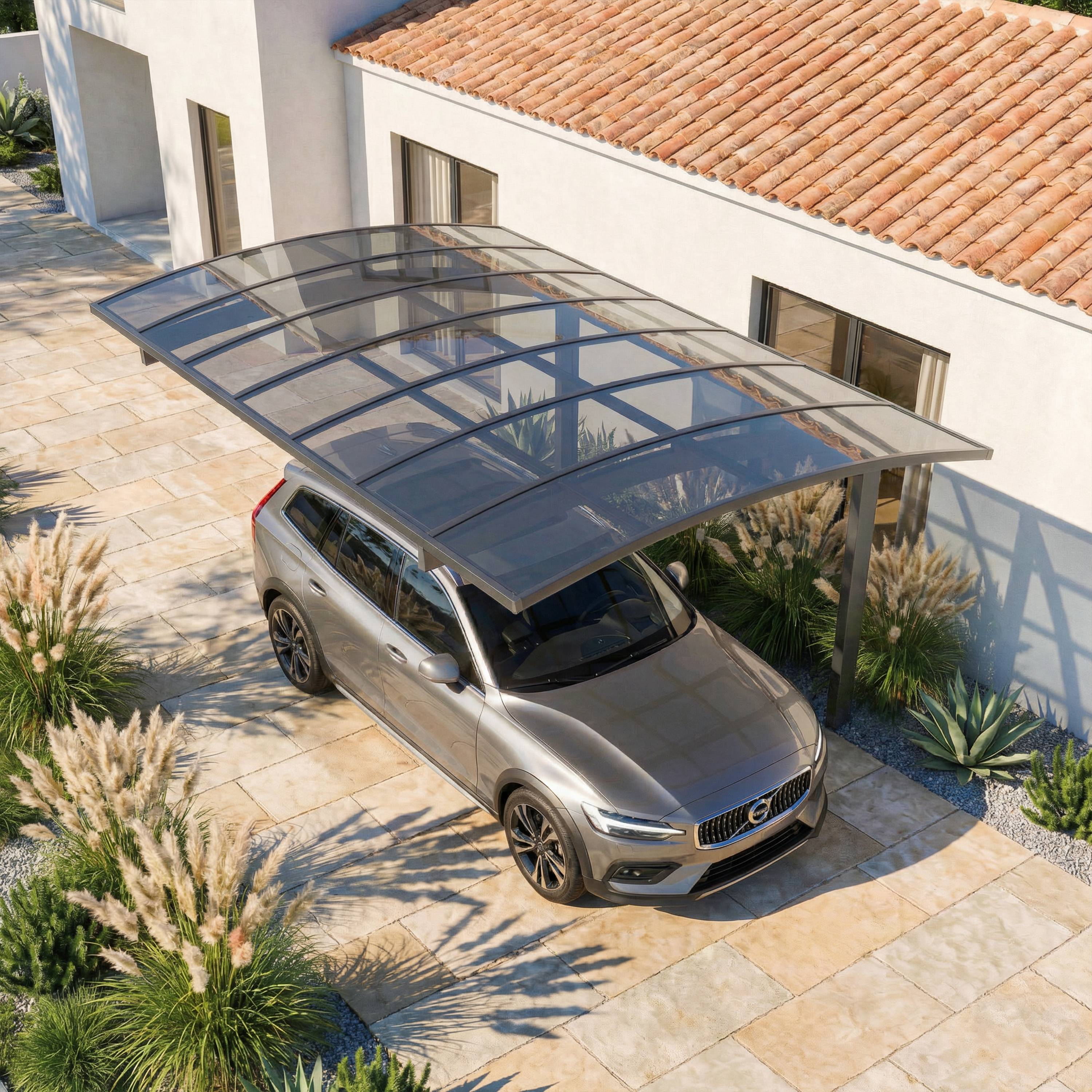Carport Aluminium Autoportant BOLTON - 500 x 300 - 1 Voiture - Toiture en Polycarbonate Traite Anti-UV - Image 3