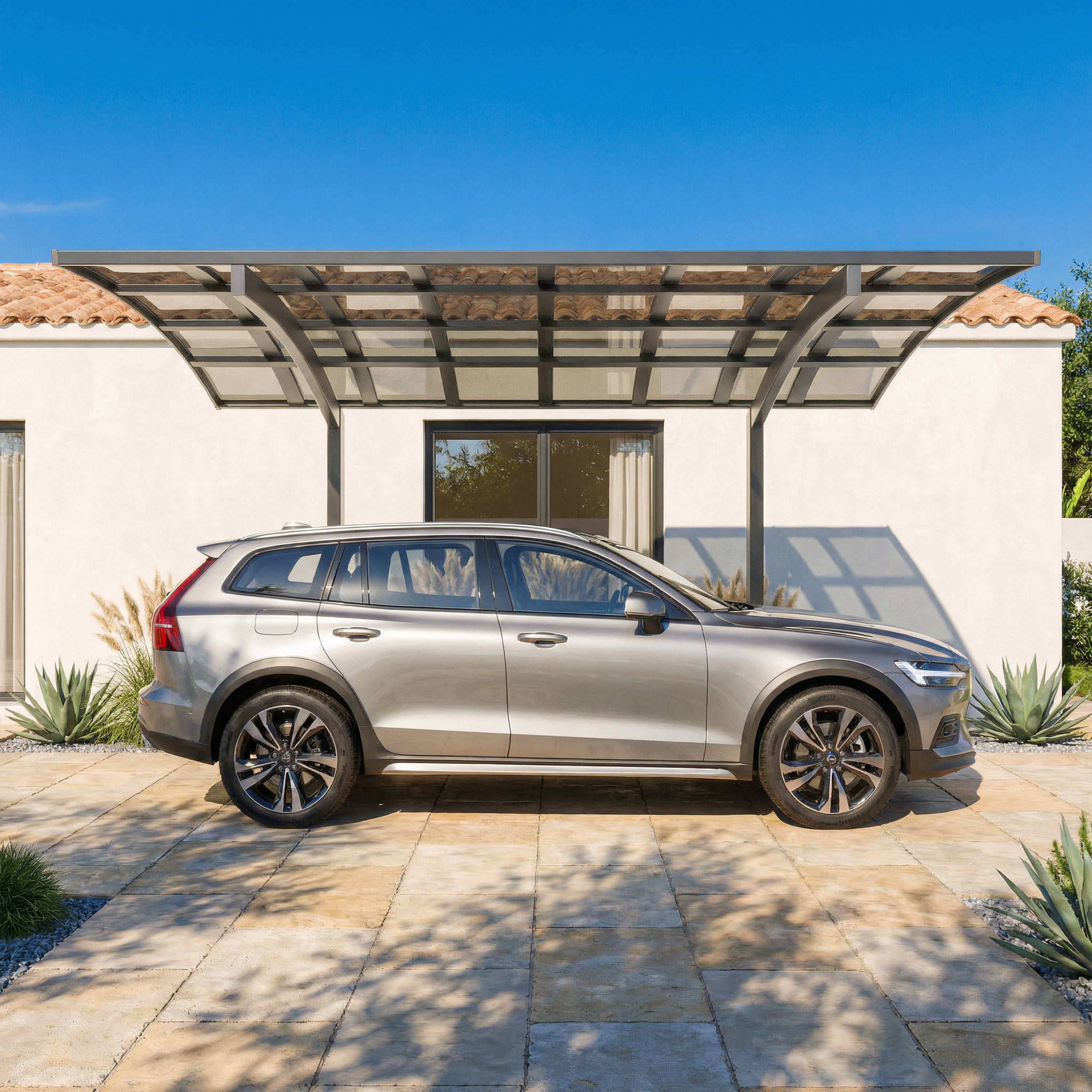 Carport Aluminium Autoportant BOLTON - 500 x 300 - 1 Voiture - Toiture en Polycarbonate Traite Anti-UV - Image 2